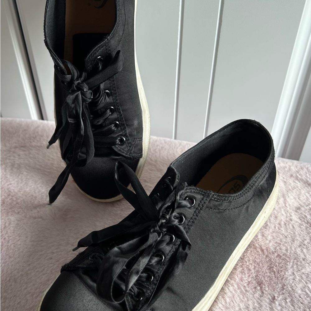 Soda Black Satin Sneakers Classic Minimalist Design
